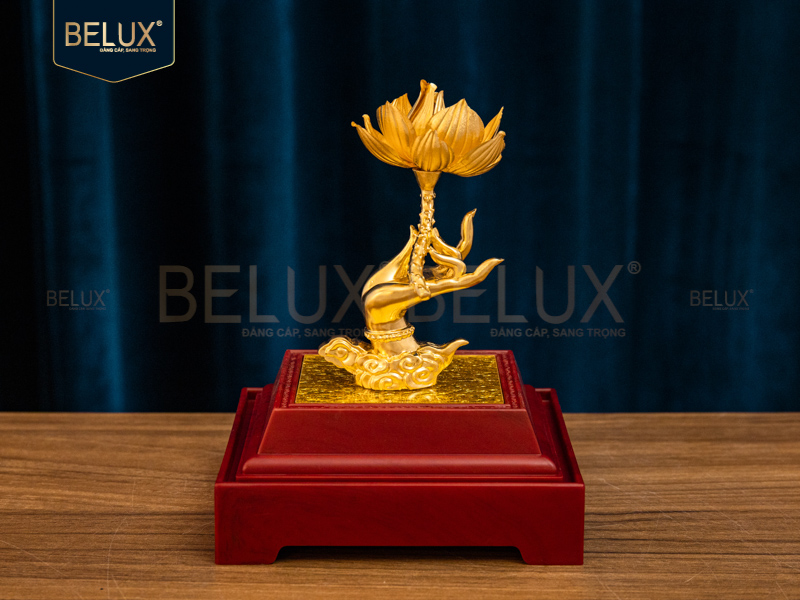 Phật Thủ Liên Hoa dát vàng 24k&nbsp;12x10x20cm